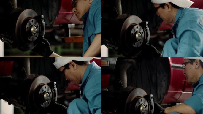 汽车机械师修理发动机制动器