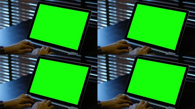 在带有绿色屏幕的笔记本电脑上使用
