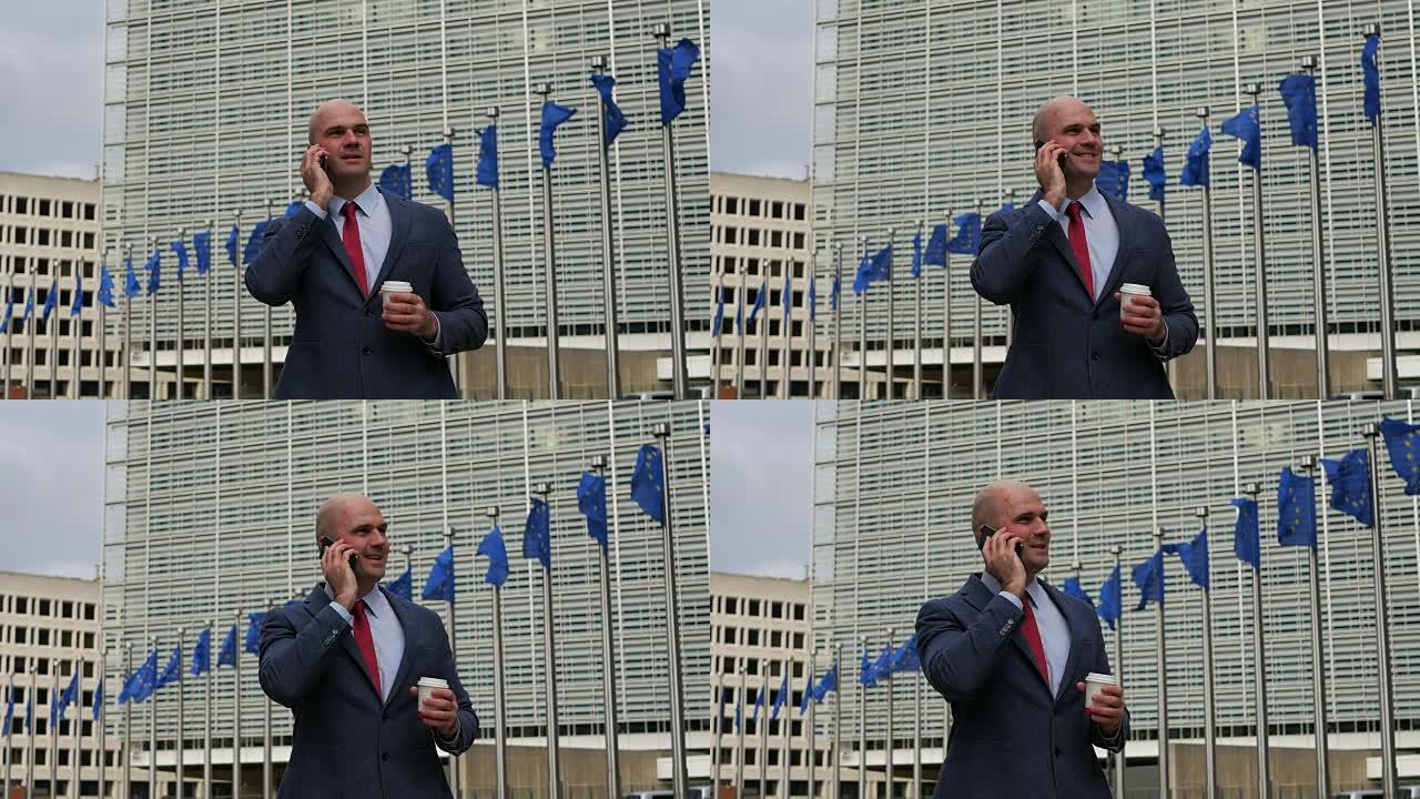 欧洲委员会大楼的政治家-贝尔莱蒙特。在布鲁塞尔工作的成功行政人员