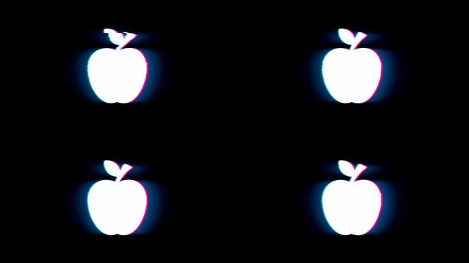 小故障复古复古动画上的苹果符号。