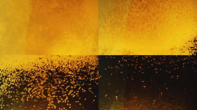 装满啤酒慢速移动气泡的玻璃4K 4096X2160