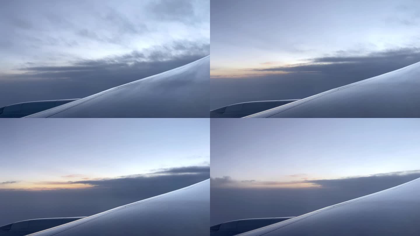 阴天飞机上窗外云海云层延时