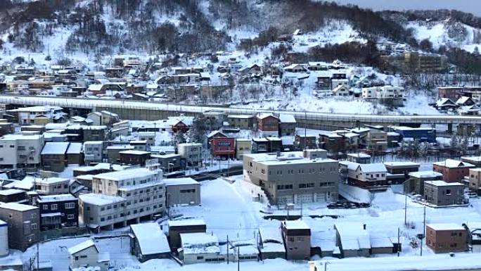 小樽市景有雪，日本背景