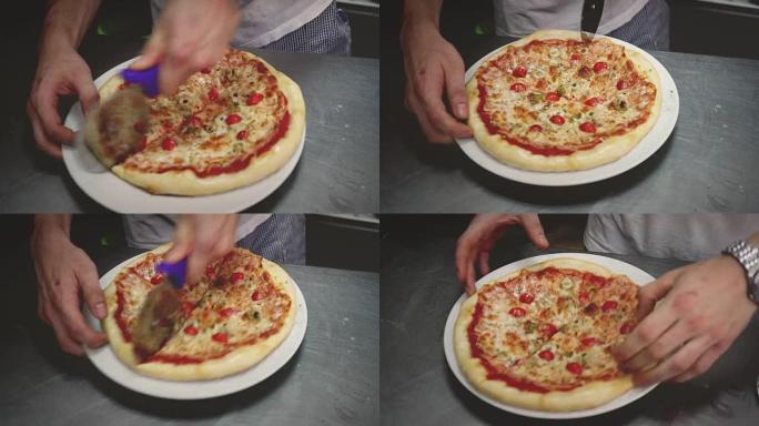 切成薄片的比萨饼