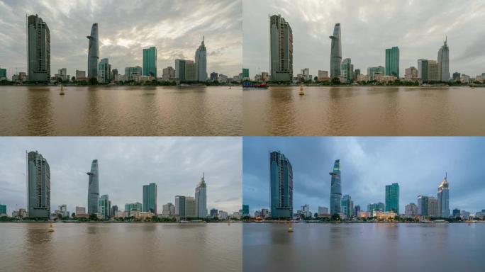 胡志明市的城市景观，天际线和摩天大楼的中心，在胡志明市市中心，越南