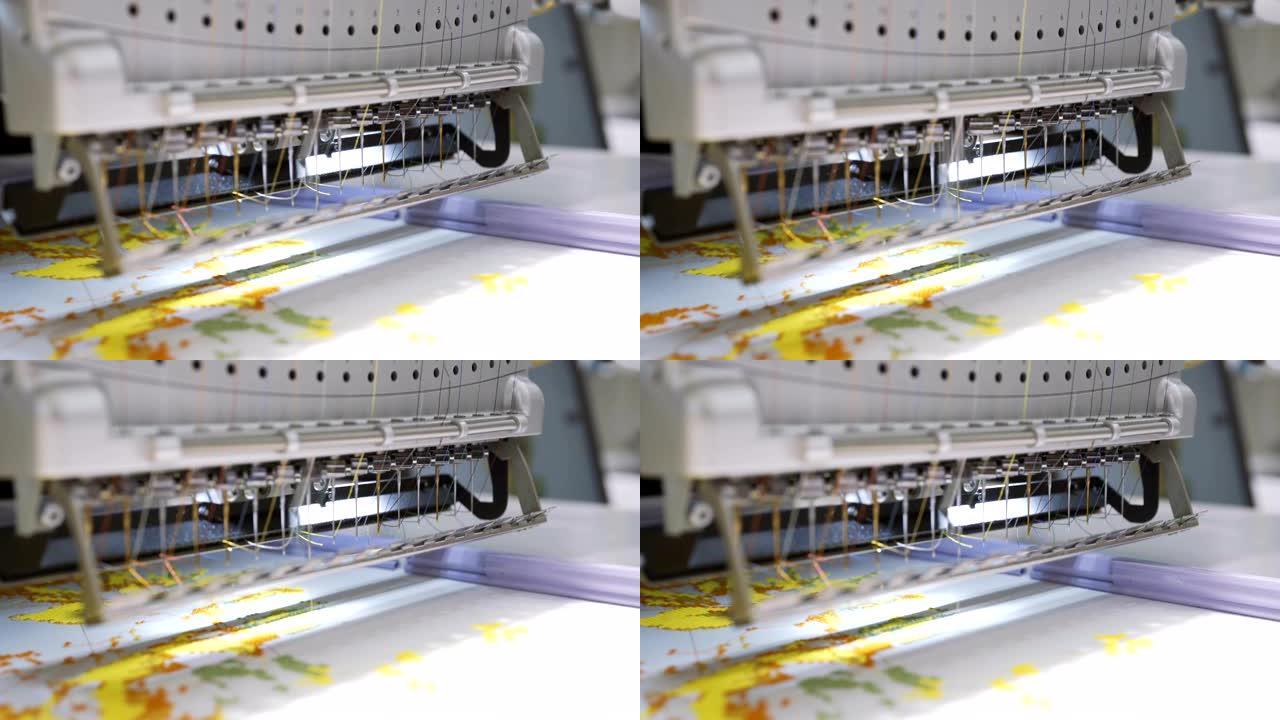 数字图案自动工业缝纫机。现代纺织工业。