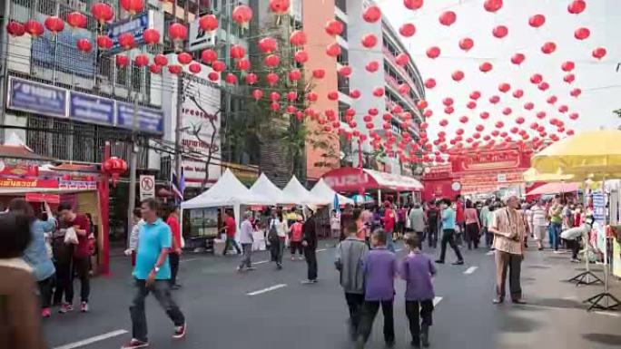 泰国曼谷春节人潮拥挤