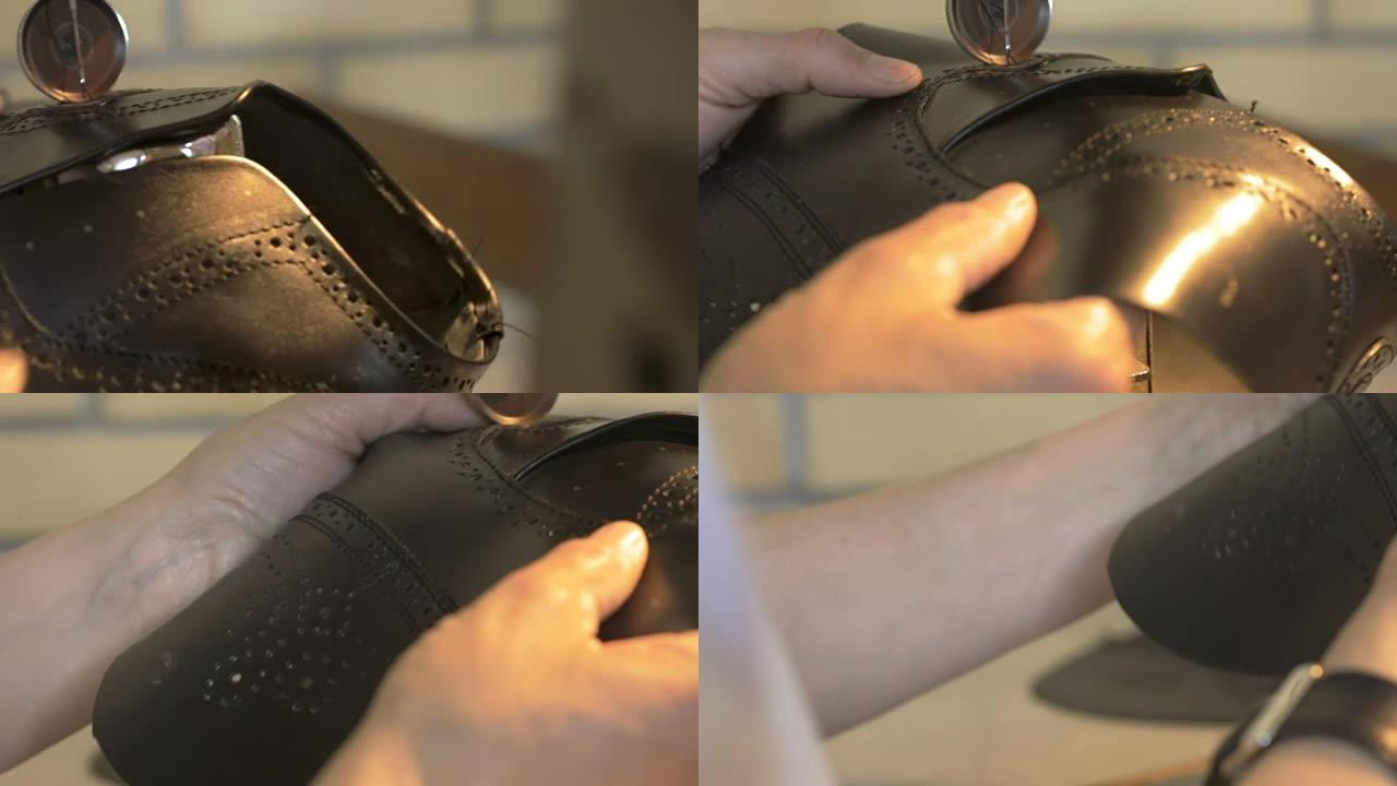 制鞋的精细工作素材