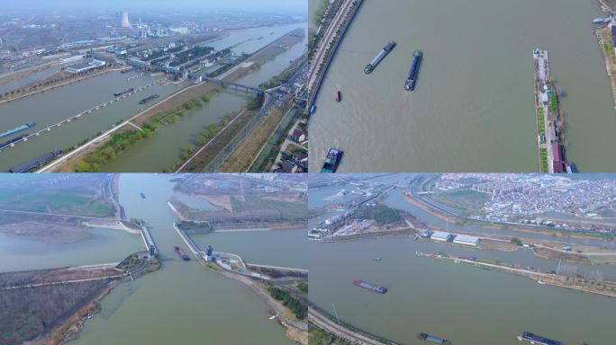 4K航拍短片.淮安运河闸和水上立交
