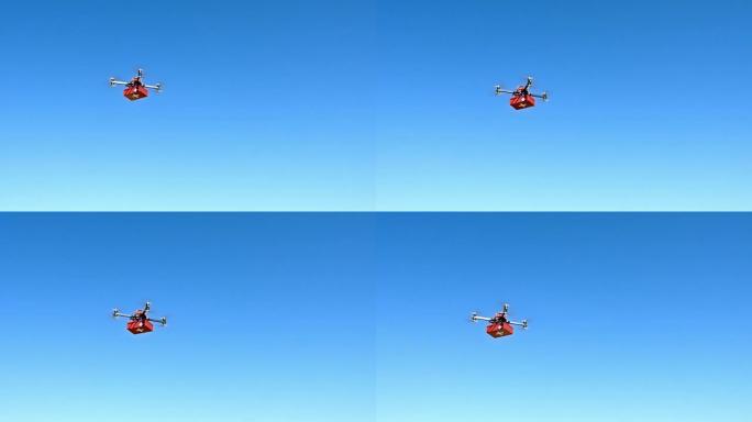 无人机在空中运送急救箱