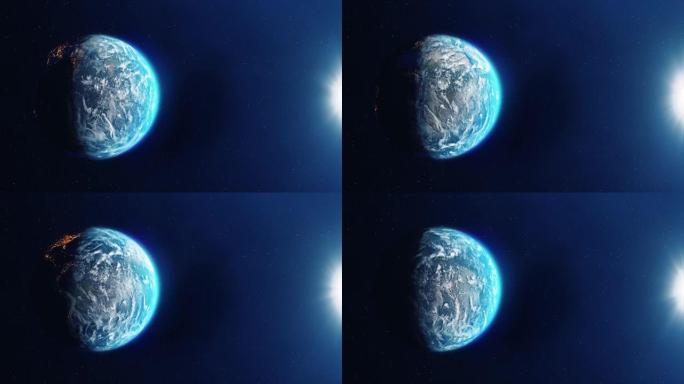 行星地球昼夜旋转循环动画