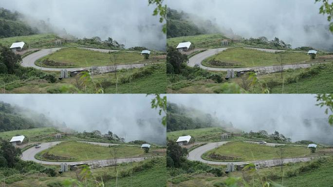 雾在泰国Phu Thap Book的高地上流动