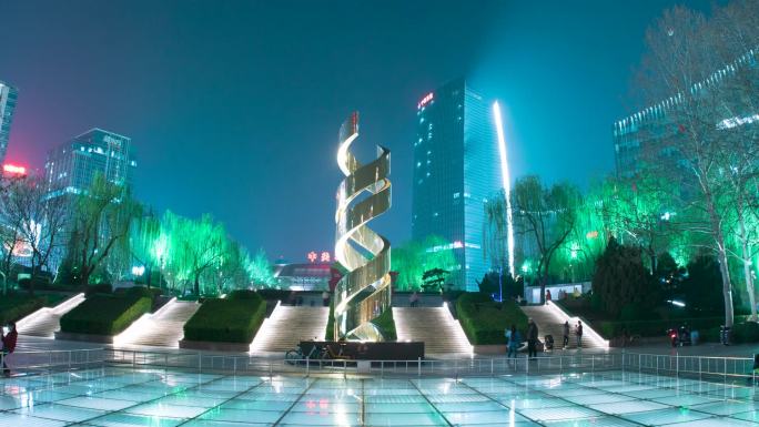 北京海淀中关村广场夜景延时