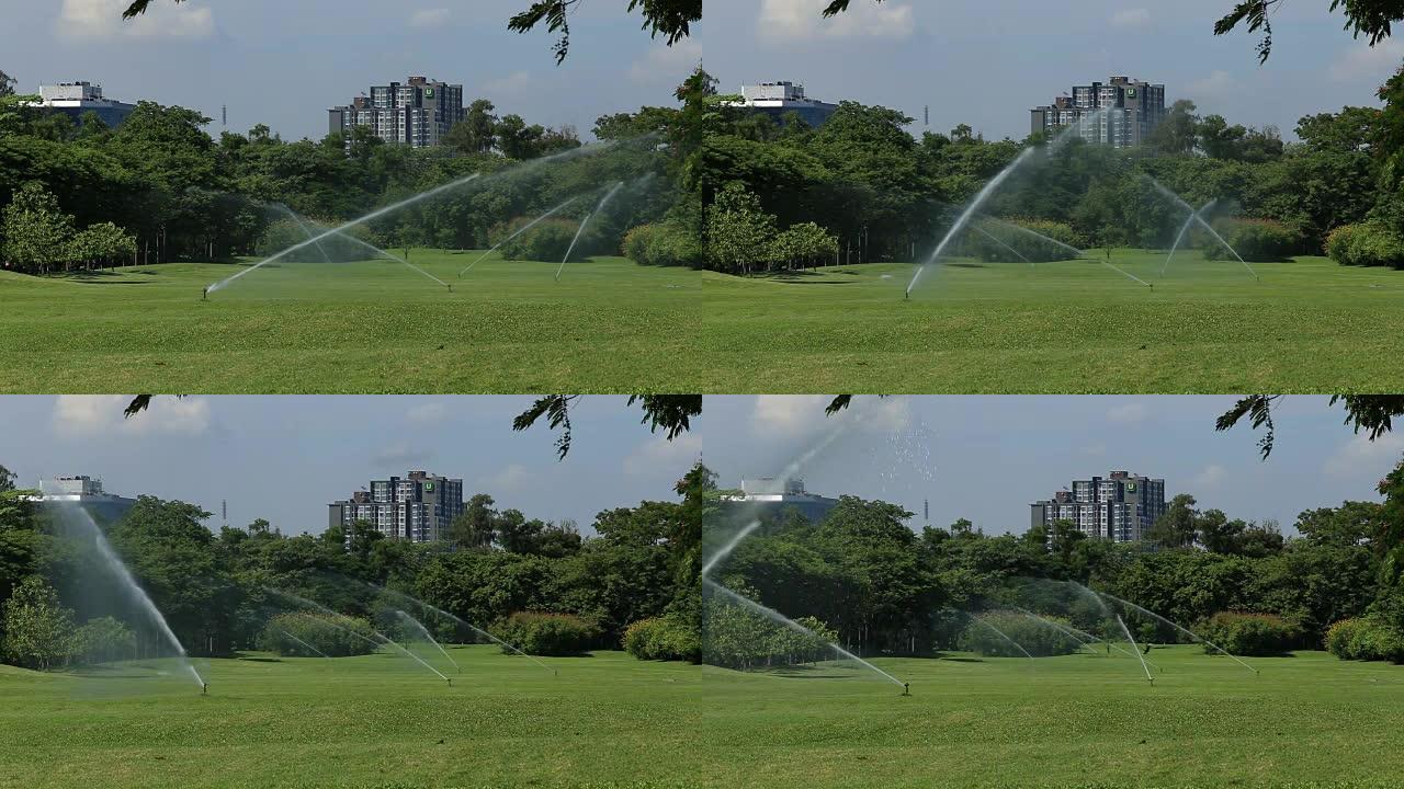 带塔式视图的自动浇水系统