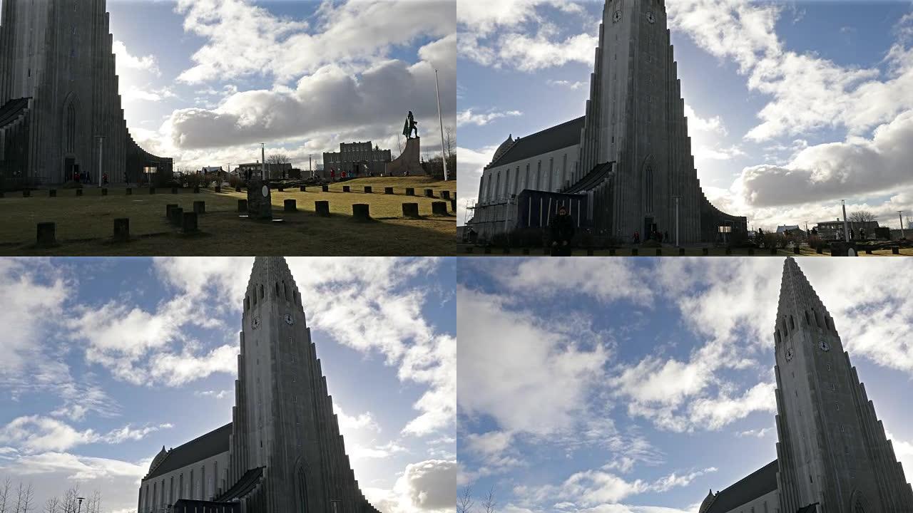 平移镜头: 冰岛雷克雅未克大教堂