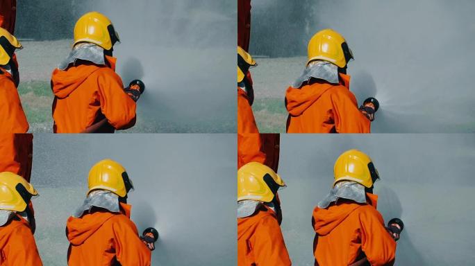 慢动作: 消防员用火焰训练