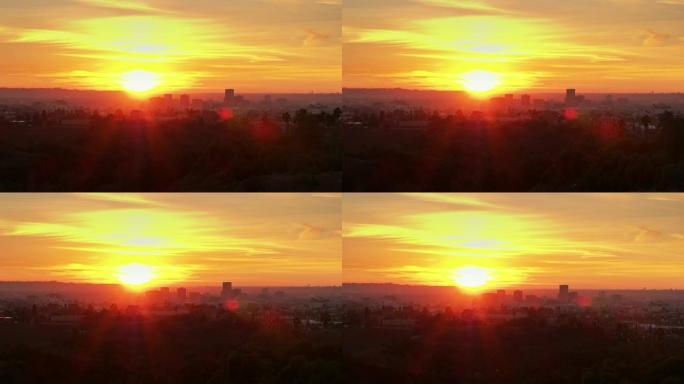 韩国城，洛杉矶日落从天堂公园-鸟瞰