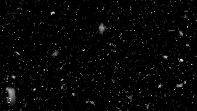 抽象快速落下的雪花颗粒雪尘绿色黑屏动画