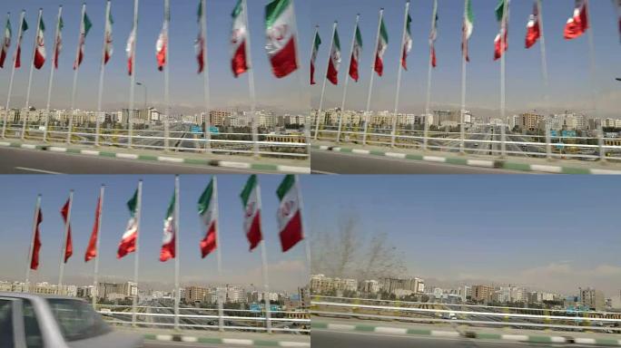 伊朗国旗在德黑兰挥舞