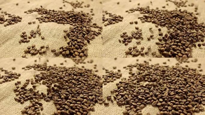 咖啡豆4k慢动作：咖啡豆