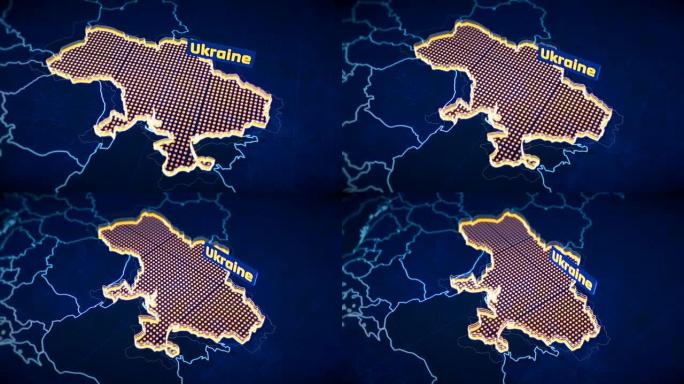 乌克兰国家边界3D可视化，现代地图轮廓，旅行