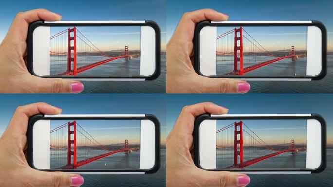 金门大桥通过手机