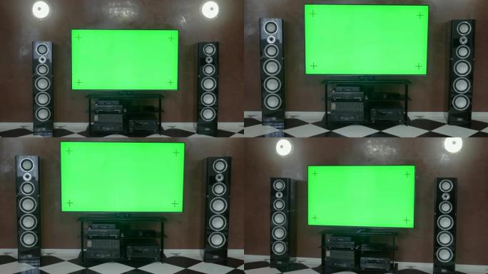 家庭影院和绿屏将视频插入电视屏幕