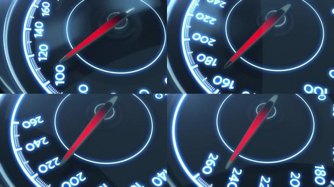 驾驶员超速行驶，显示极端加速的汽车速度计，dui，特技车