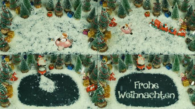 Frohe Weihnachten德语的定格动画，英文圣诞快乐