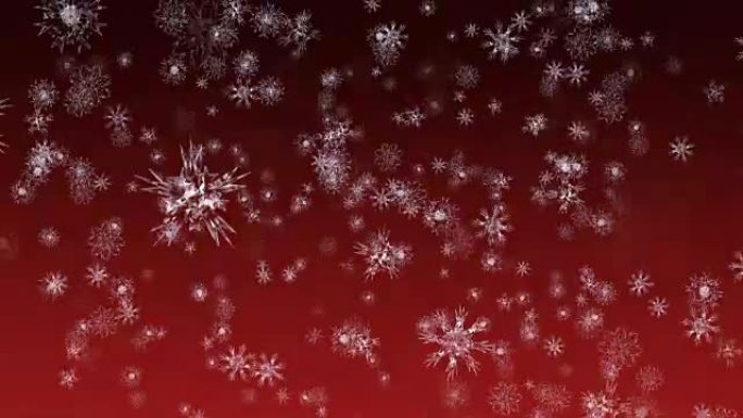 红色的圣诞节循环背景雪
