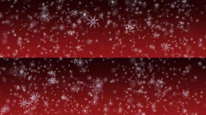 红色的圣诞节循环背景雪