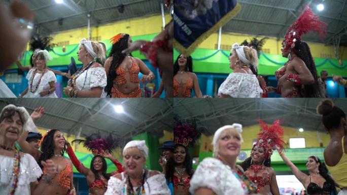人们在学校狂欢节上庆祝和跳舞巴西狂欢节