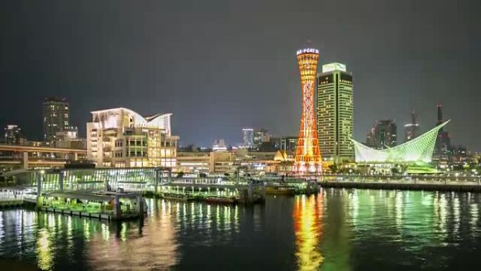 延时: 神户港塔关西日本夜间