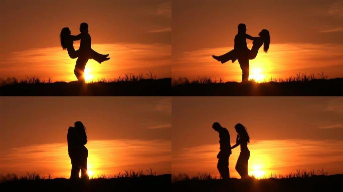 高清: 夫妻在日落时跳舞
