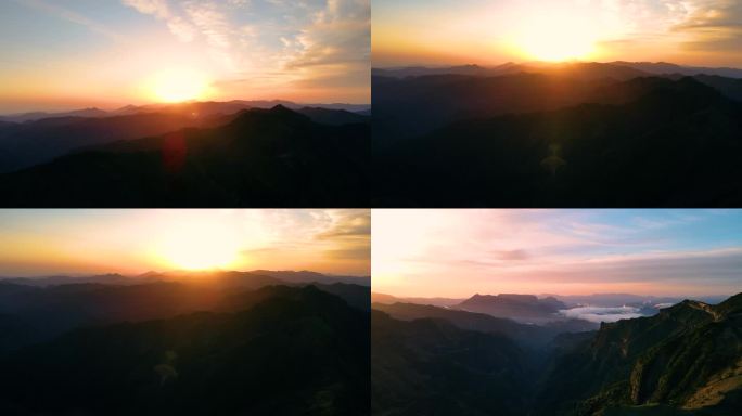 四川轿顶山唯美意境的日落4K航拍