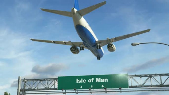 飞机降落马恩岛大型民航客机从头顶掠过释放