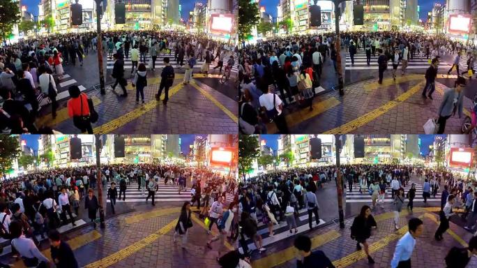 在日本东京的涩谷横渡路上行走的人群