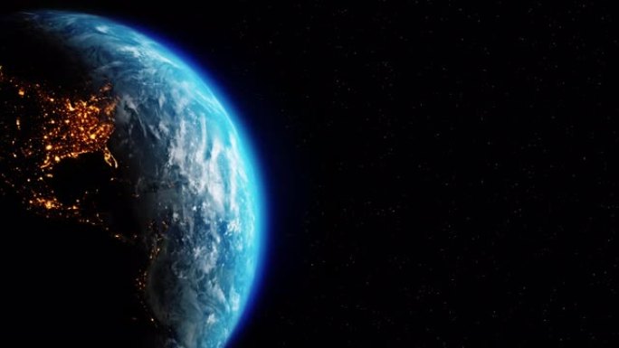 从太空地球轨道4k循环动画看地球上方的太阳。