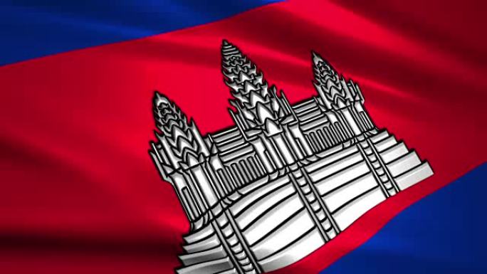 近距离挥舞柬埔寨国旗，可循环