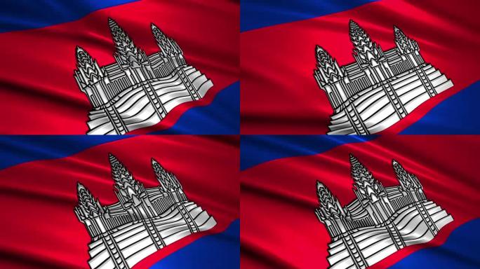 近距离挥舞柬埔寨国旗，可循环