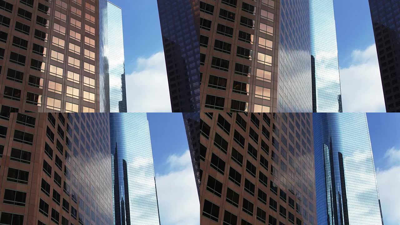 DTLA金融区的拐角和曲线-无人机拍摄
