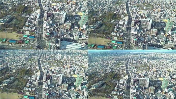 电影从天王寺倾斜空中大阪城市景观