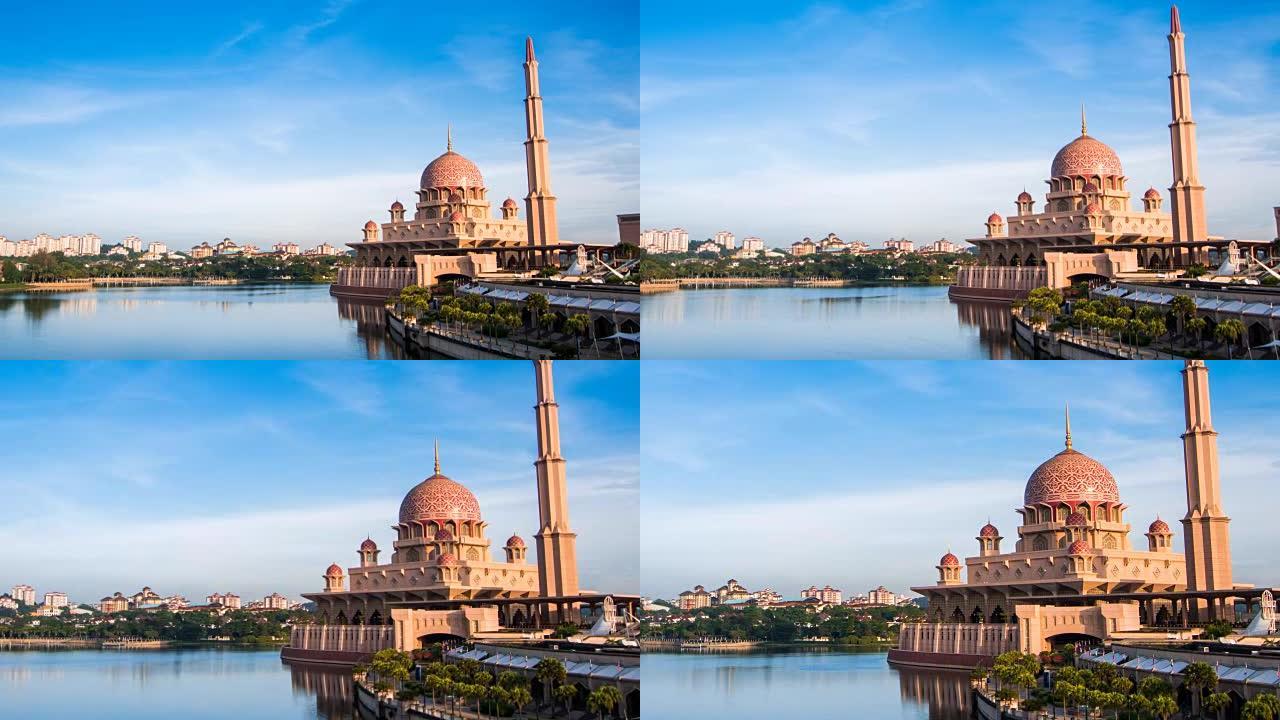 马来西亚布城的ZI TL Putra清真寺或粉红清真寺。