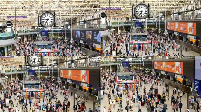 伦敦火车地铁地铁站，高峰时段乘客，英国，英国