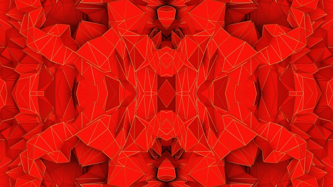 【4K时尚背景】红色金框华丽空间几何边框