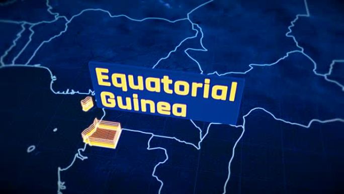 赤道几内亚国家边界三维可视化、现代地图轮廓、旅行
