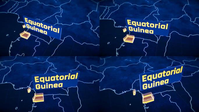 赤道几内亚国家边界三维可视化、现代地图轮廓、旅行