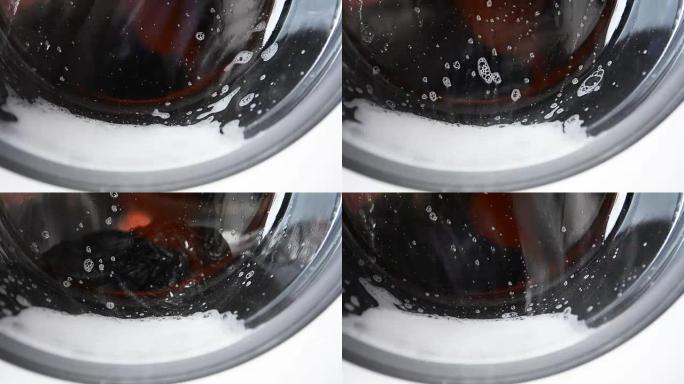 洗衣机中气泡的特写