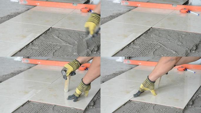 缩小: 安装瓷砖地板