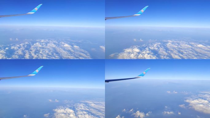 飞机窗外大片云海实拍蓝天云层
